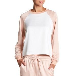 Silk -like Light Pink Long Sleeve Baseball Tee